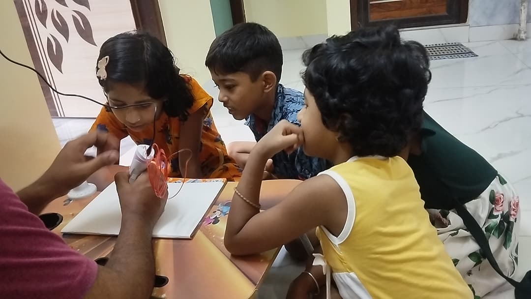 students working on projects together