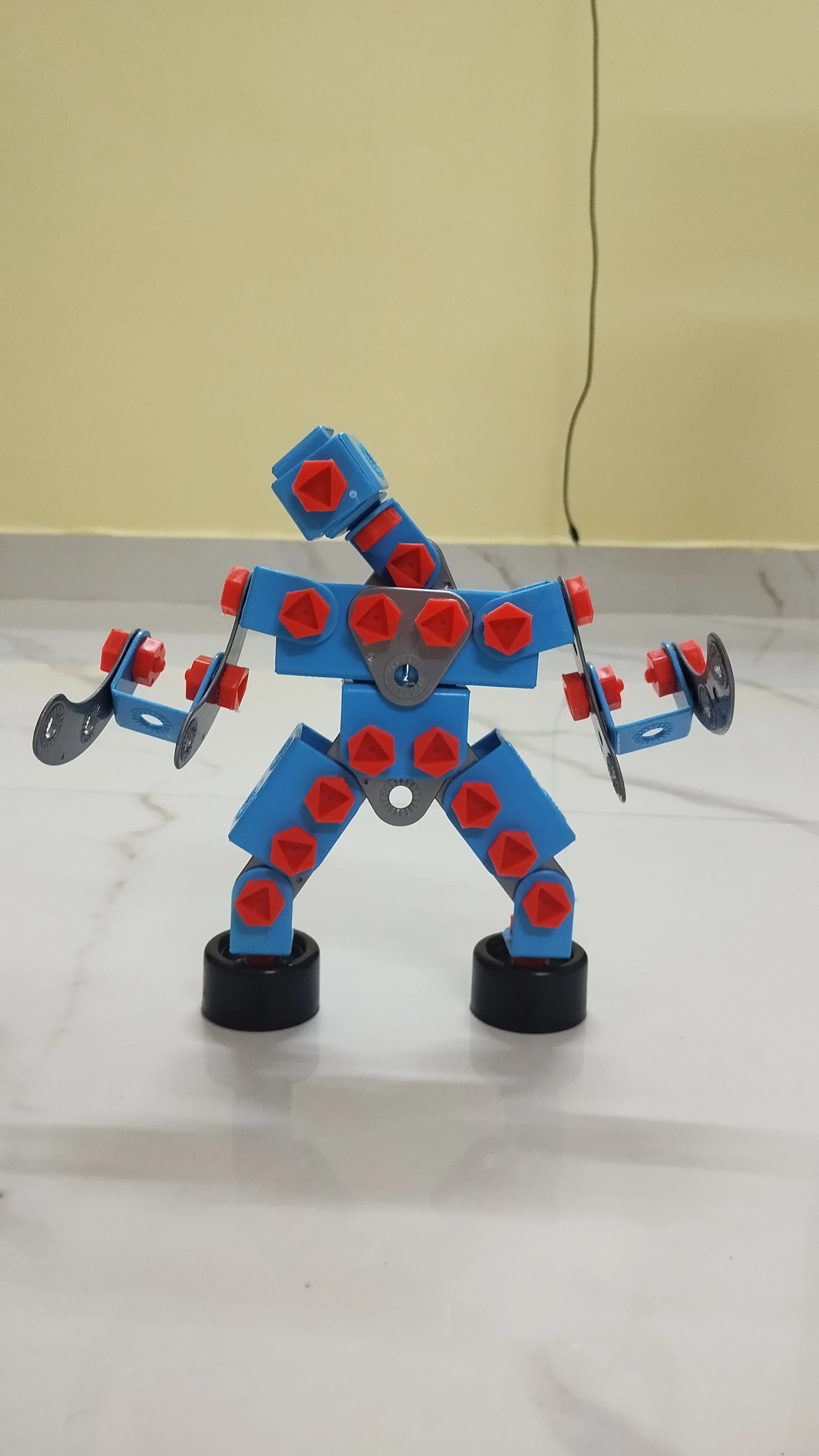 Students building a robot